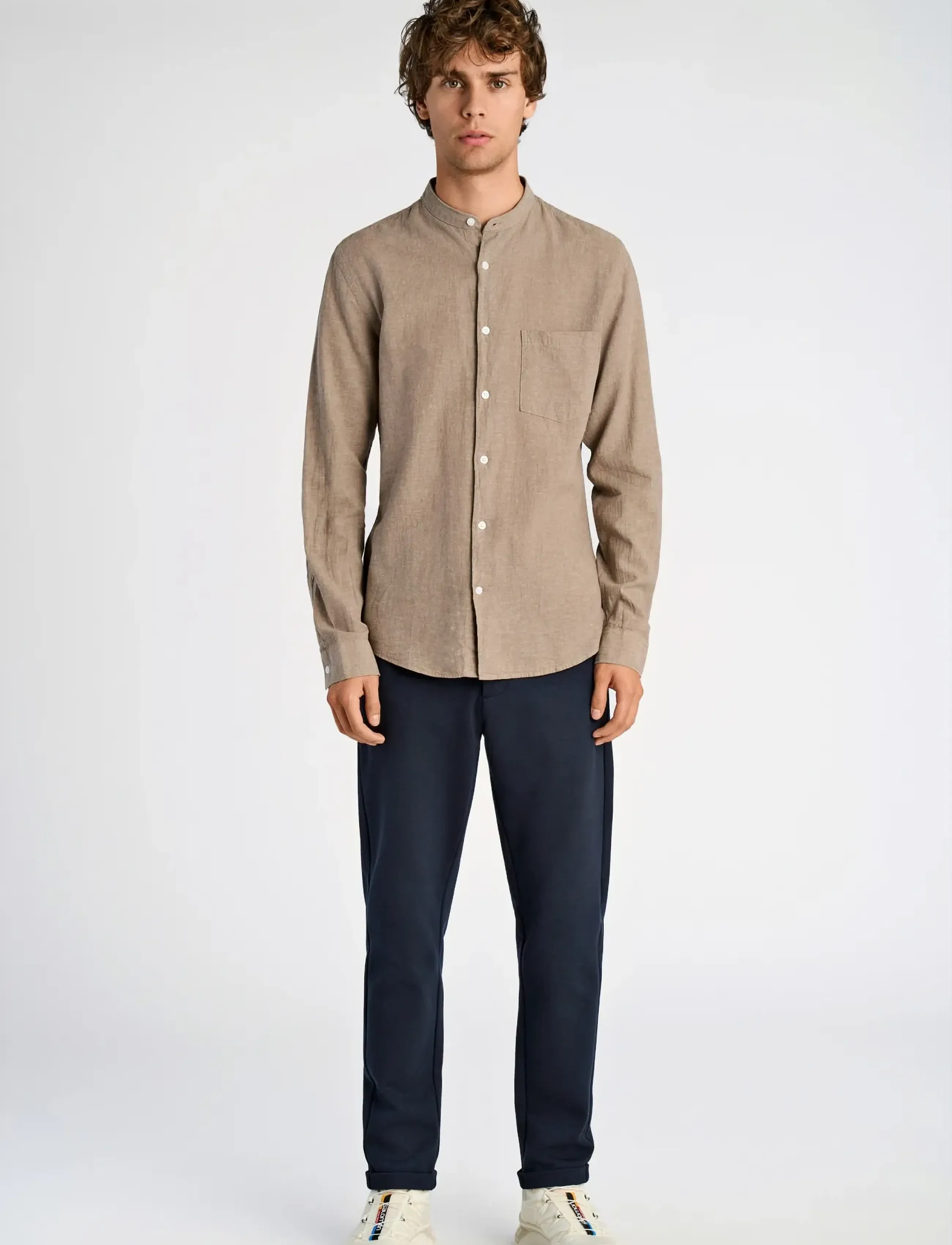 Lindbergh Linen/cotton shirt L/S - Skjorter - MID STONE / beige