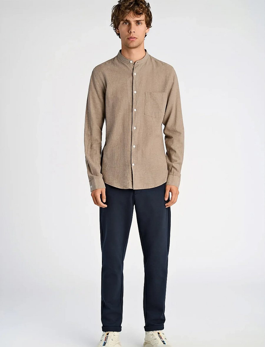 Lindbergh - Linen/cotton shirt L/S - oxford-skjortor - mid stone - 0