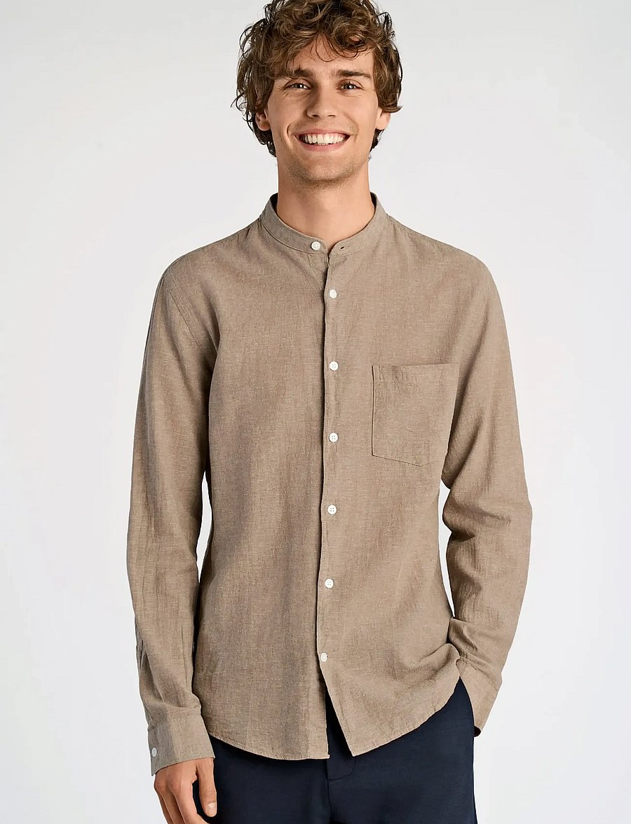 Lindbergh - Linen/cotton shirt L/S - oxford-skjortor - mid stone - 3