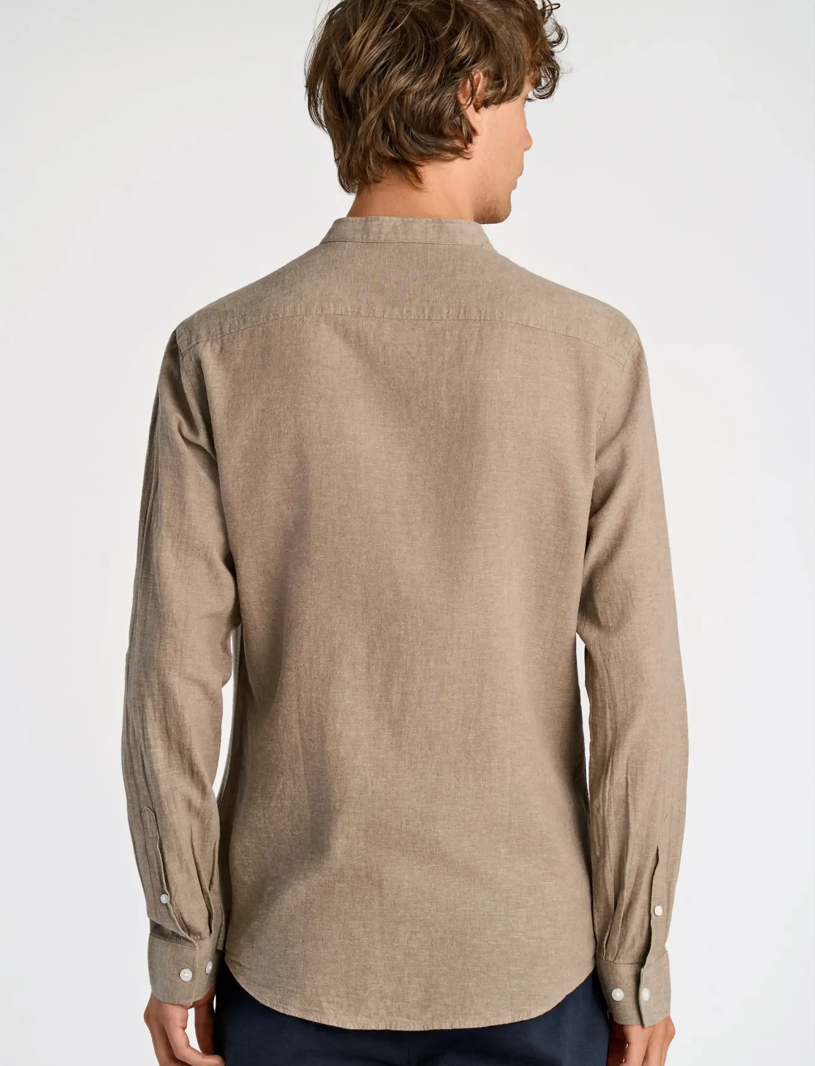 Lindbergh - Linen/cotton shirt L/S - oxford shirts - mid stone - 4