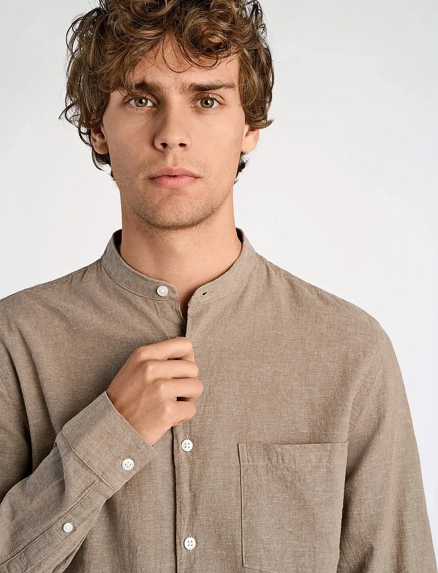 Lindbergh - Linen/cotton shirt L/S - oxford-skjortor - mid stone - 5