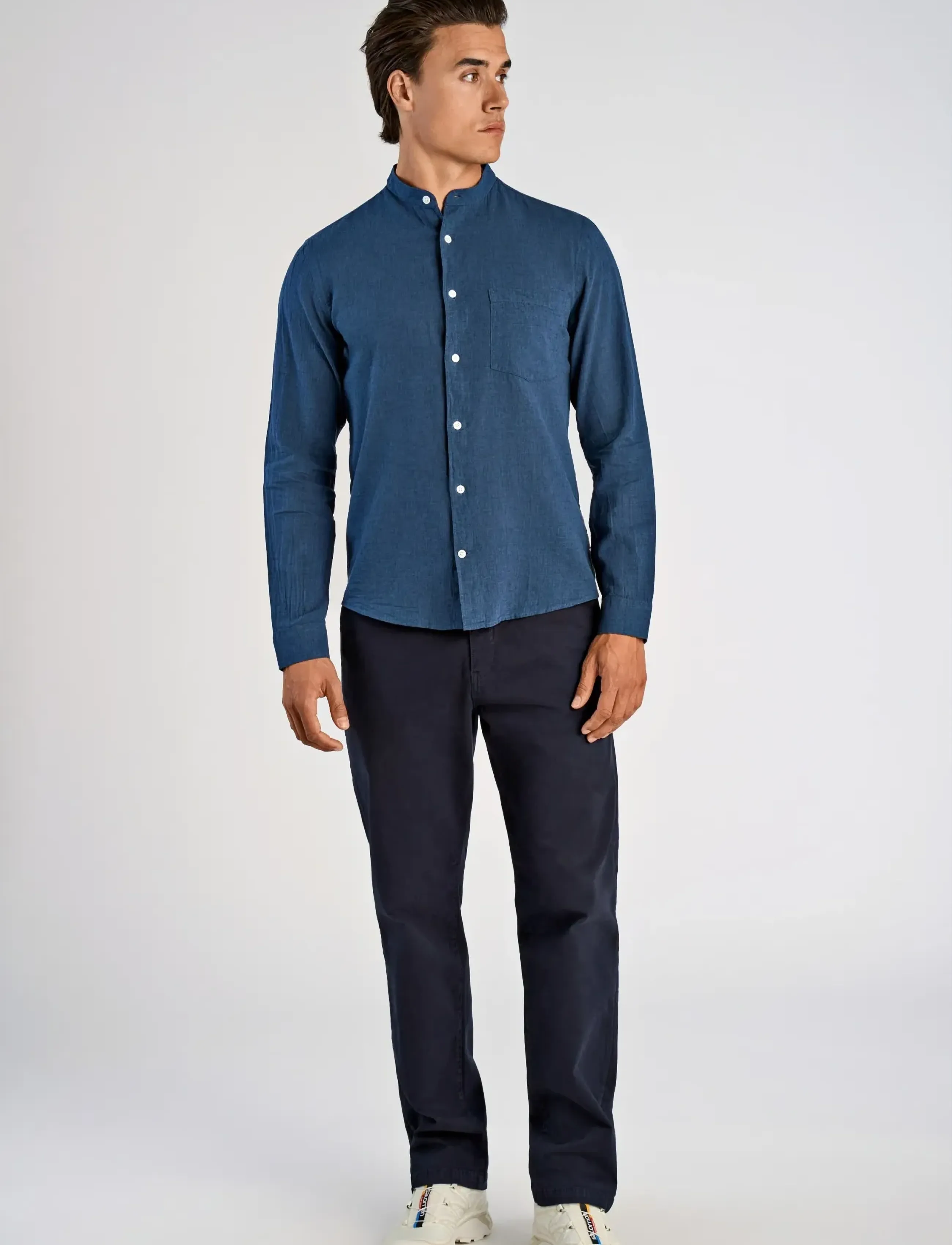 Lindbergh Linen/cotton shirt L/S - Skjorter - NAVY / navy