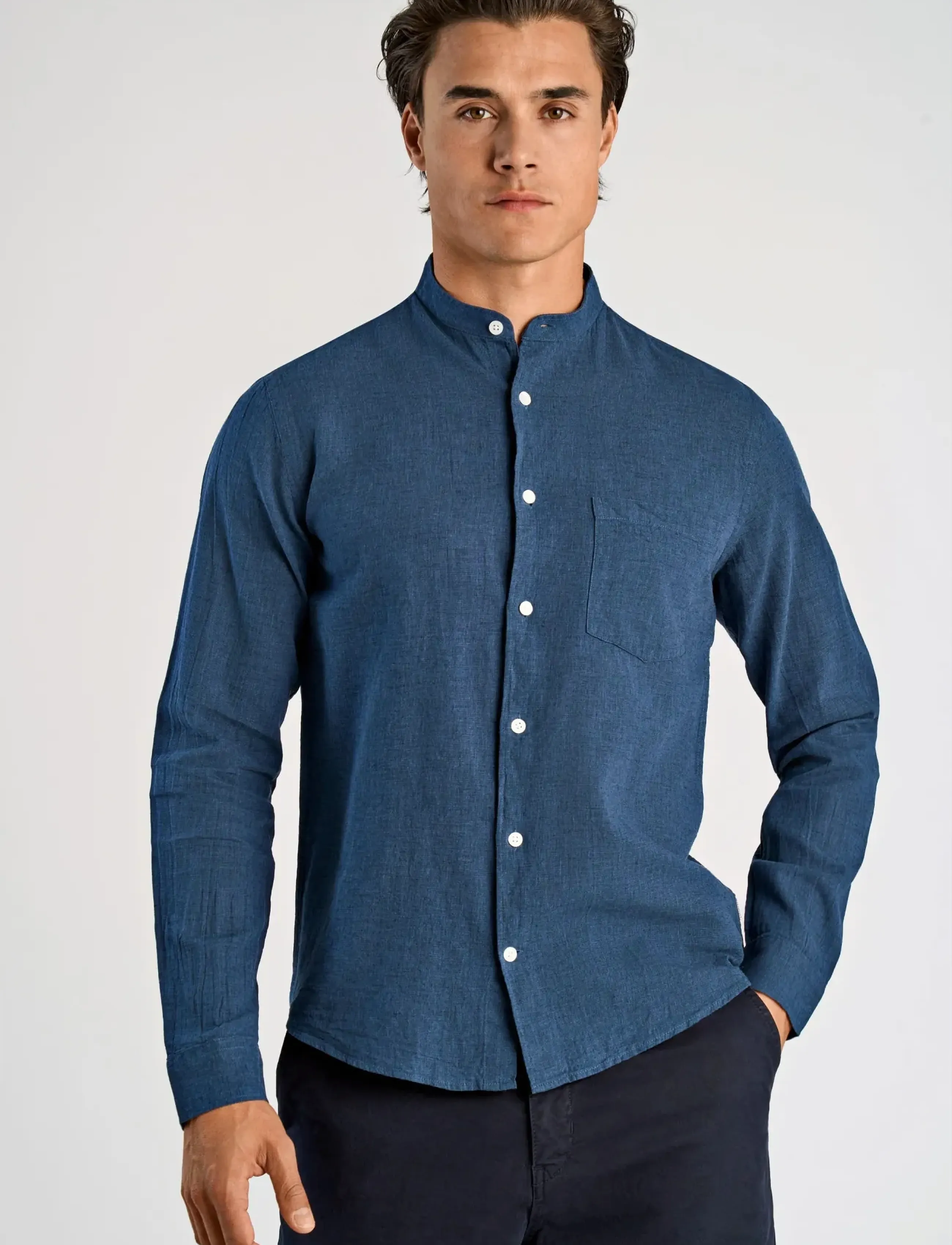 Lindbergh - Linen/cotton shirt L/S - oxfordi särgid - navy - 3