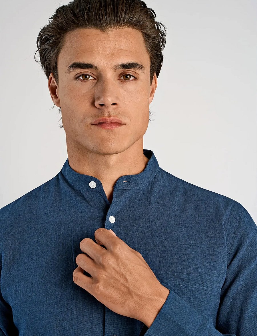Lindbergh - Linen/cotton shirt L/S - oxfordi särgid - navy - 5