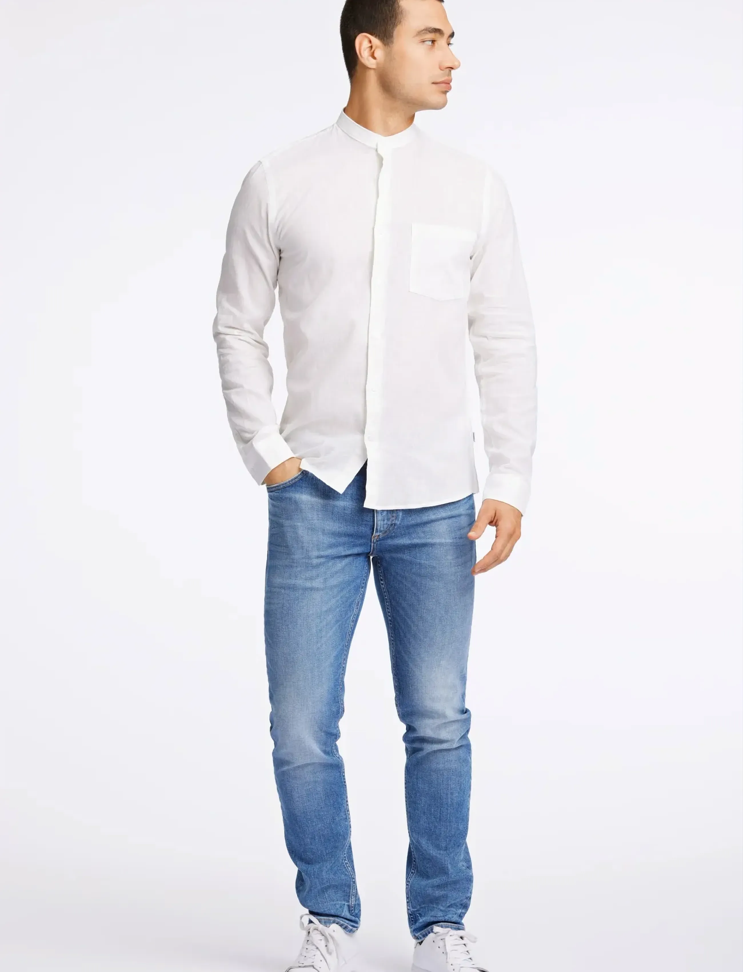 Lindbergh Linen/Cotton Shirt L/S, XL, White, Skjorter > Afslappet Shirts, Herre