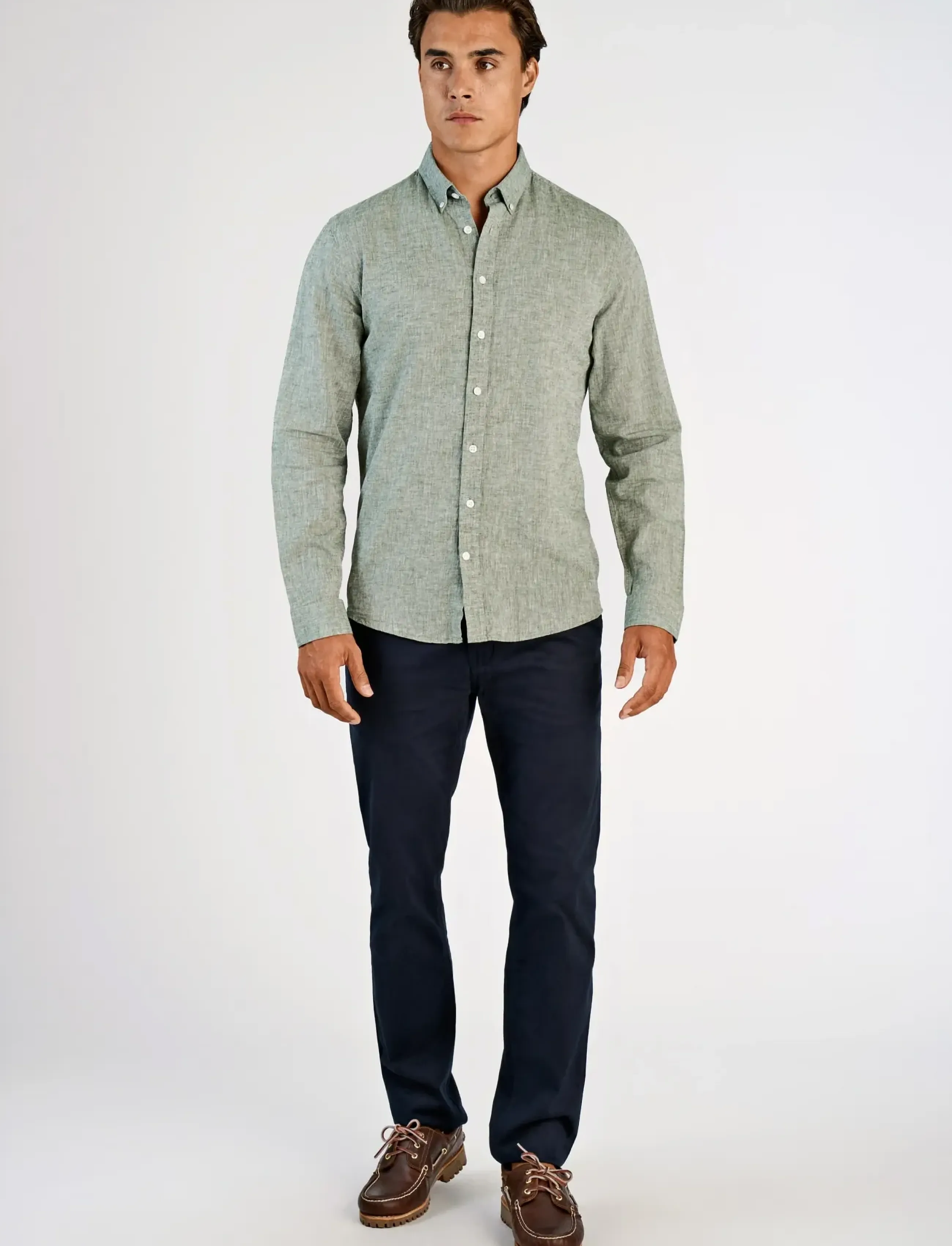 Lindbergh Linen/Cotton Shirt L/S, M, Shirts, Grün - Linen Männerswear