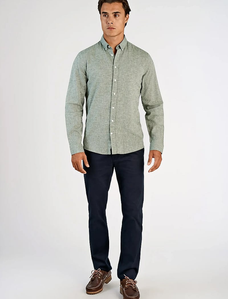 Lindbergh - Linen/cotton shirt L/S - oxford skjorter - army - 0