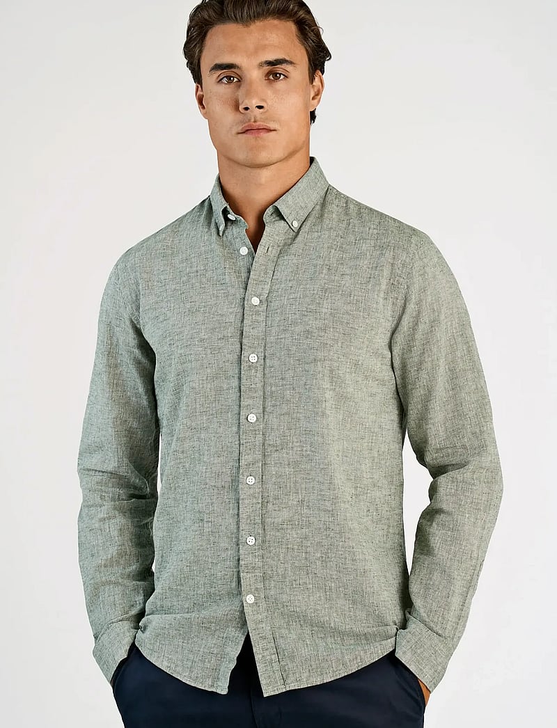 Lindbergh - Linen/cotton shirt L/S - oxford skjorter - army - 3