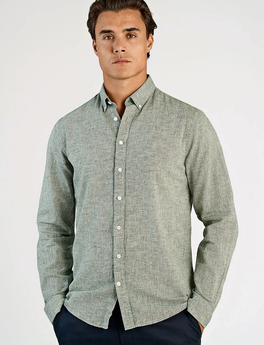 Lindbergh - Linen/cotton shirt L/S - chemises oxford - army - 3
