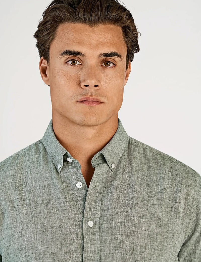 Lindbergh - Linen/cotton shirt L/S - oxford skjorter - army - 5