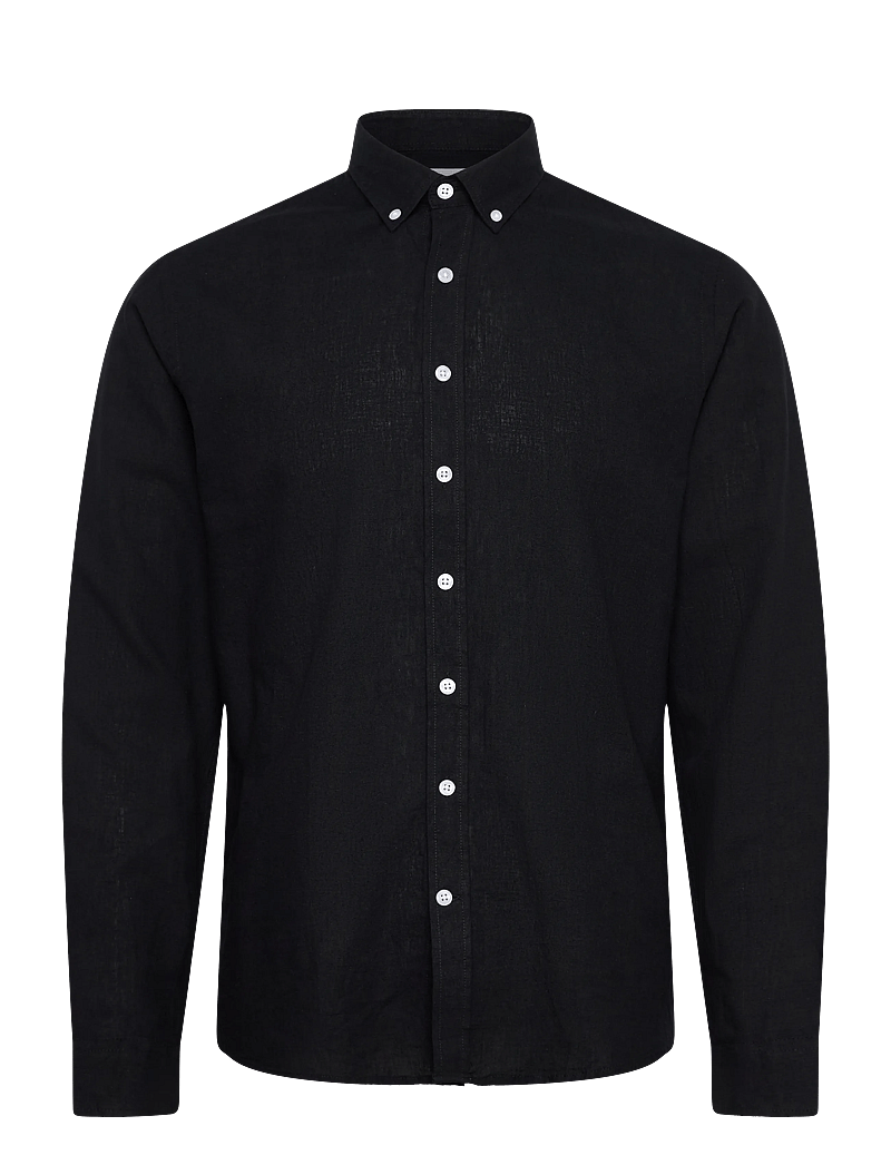 Lindbergh - Linen/cotton shirt L/S - oxford skjorter - black - 1