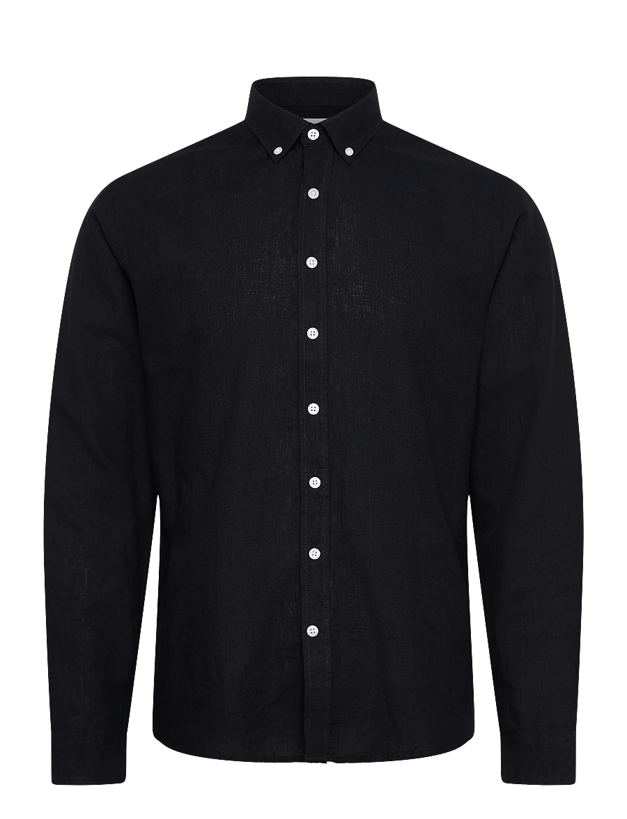 Lindbergh - Linen/cotton shirt L/S - oxford skjorter - black - 1