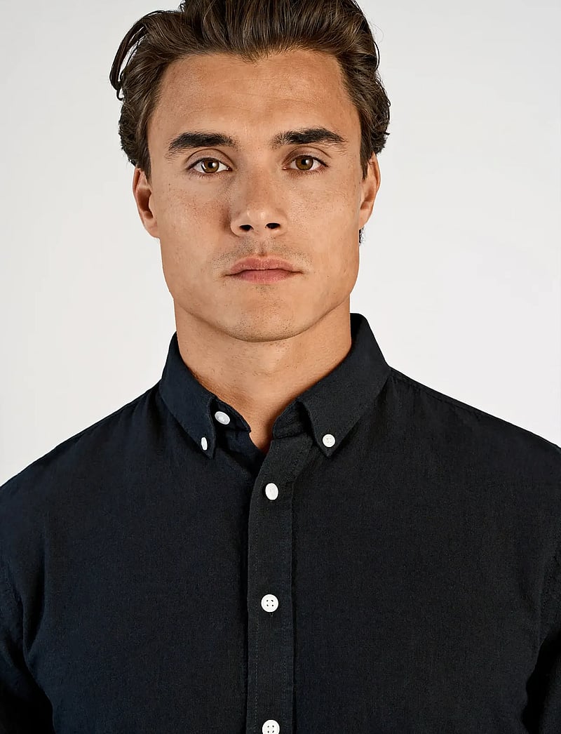 Lindbergh - Linen/cotton shirt L/S - oxford skjorter - black - 5
