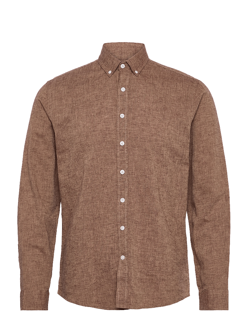 Lindbergh - Linen/cotton shirt L/S - oxford skjorter - brown - 1