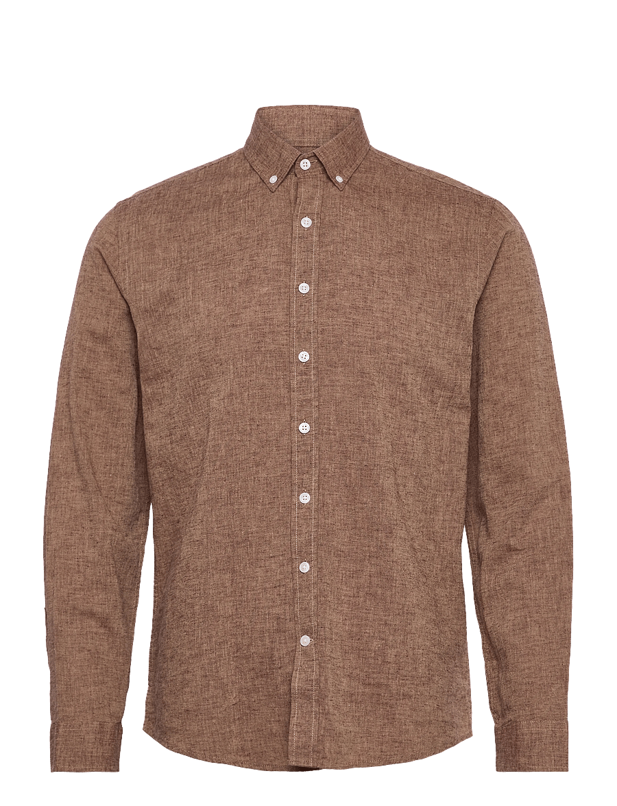 Lindbergh - Linen/cotton shirt L/S - oxford overhemden - brown - 1