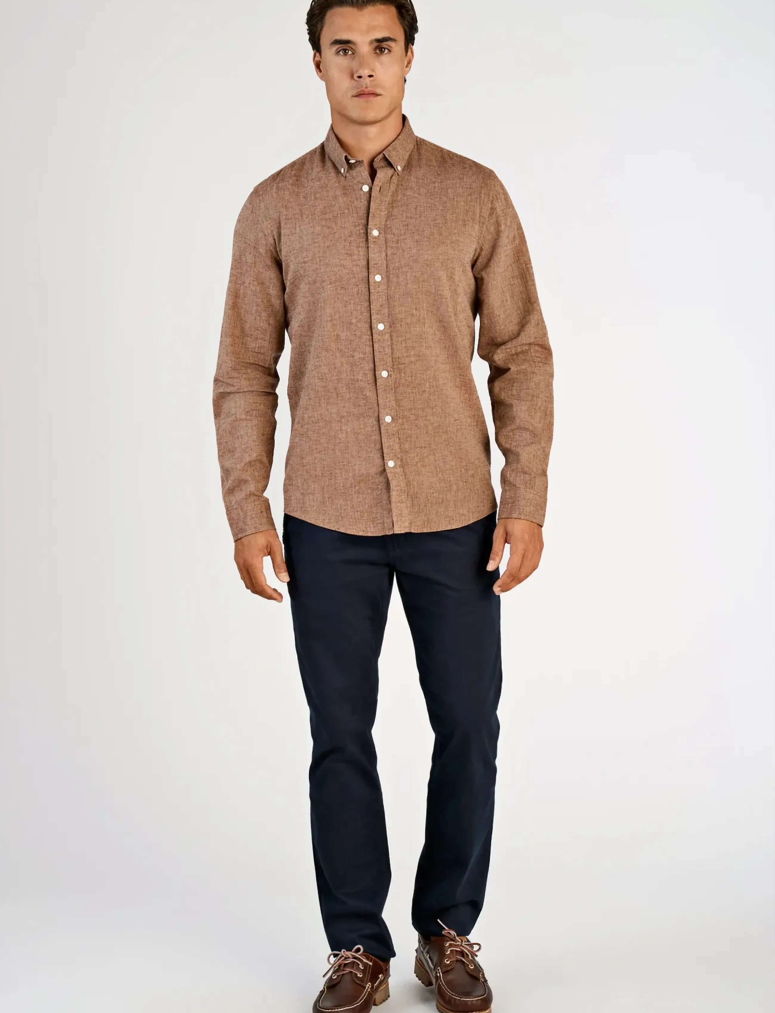 Lindbergh Linen/Cotton Shirt L/S, L, Shirts, Braun - Linen Männerswear