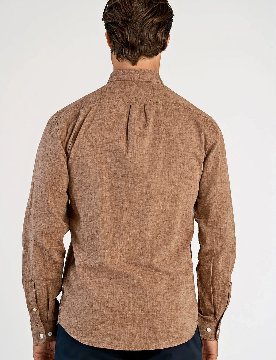 Lindbergh - Linen/cotton shirt L/S - oxford overhemden - brown - 4