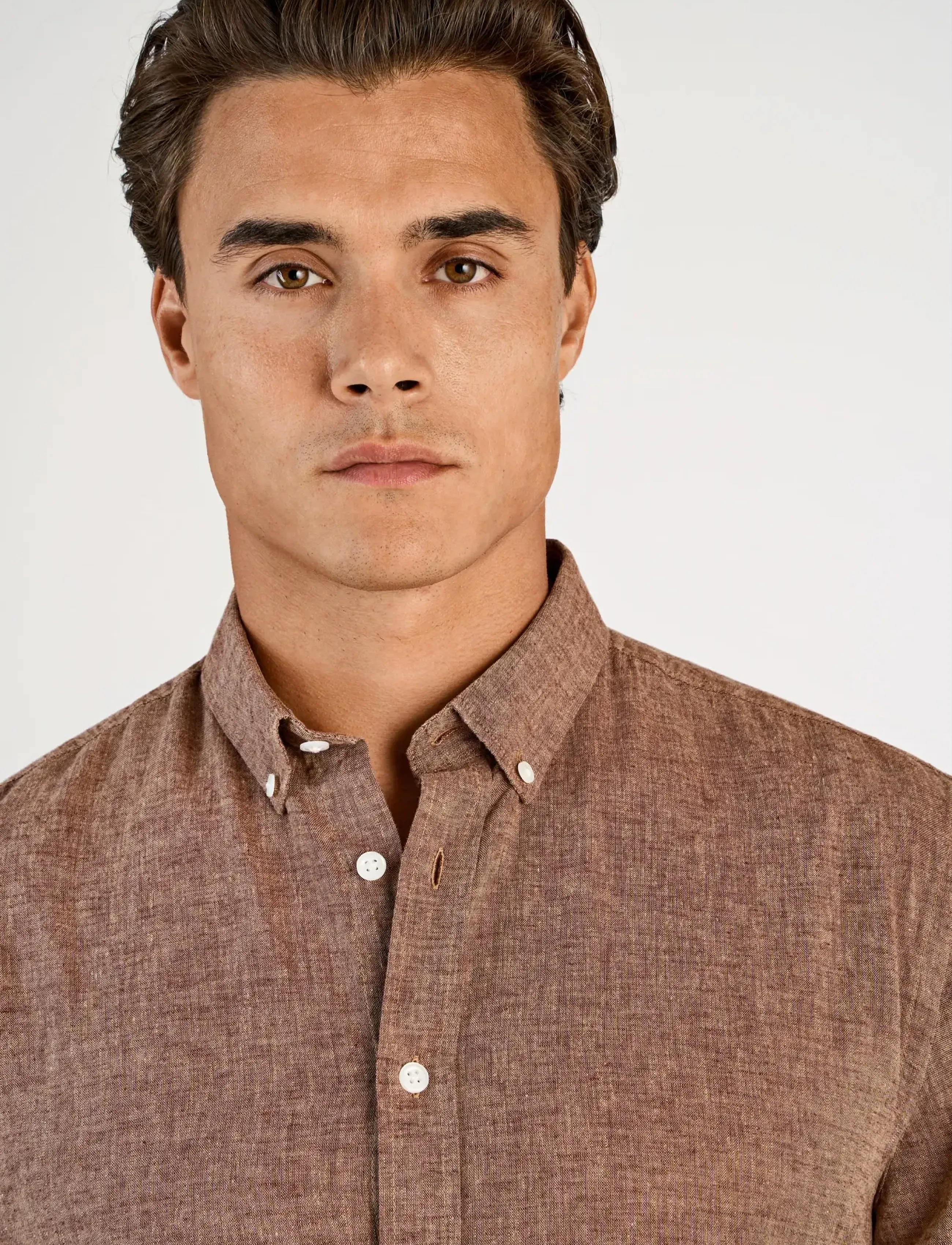 Lindbergh - Linen/cotton shirt L/S - oxfordi särgid - brown - 5