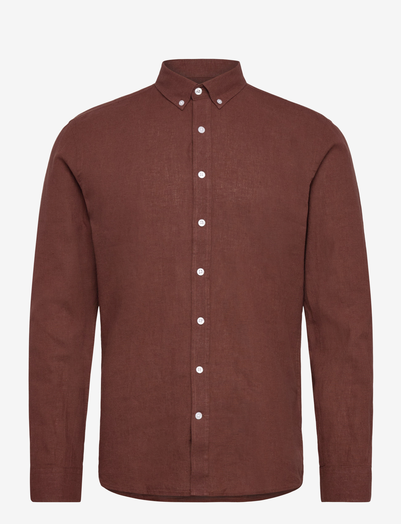 Lindbergh - Linen/cotton shirt L/S - oxford skjorter - cacao - 0