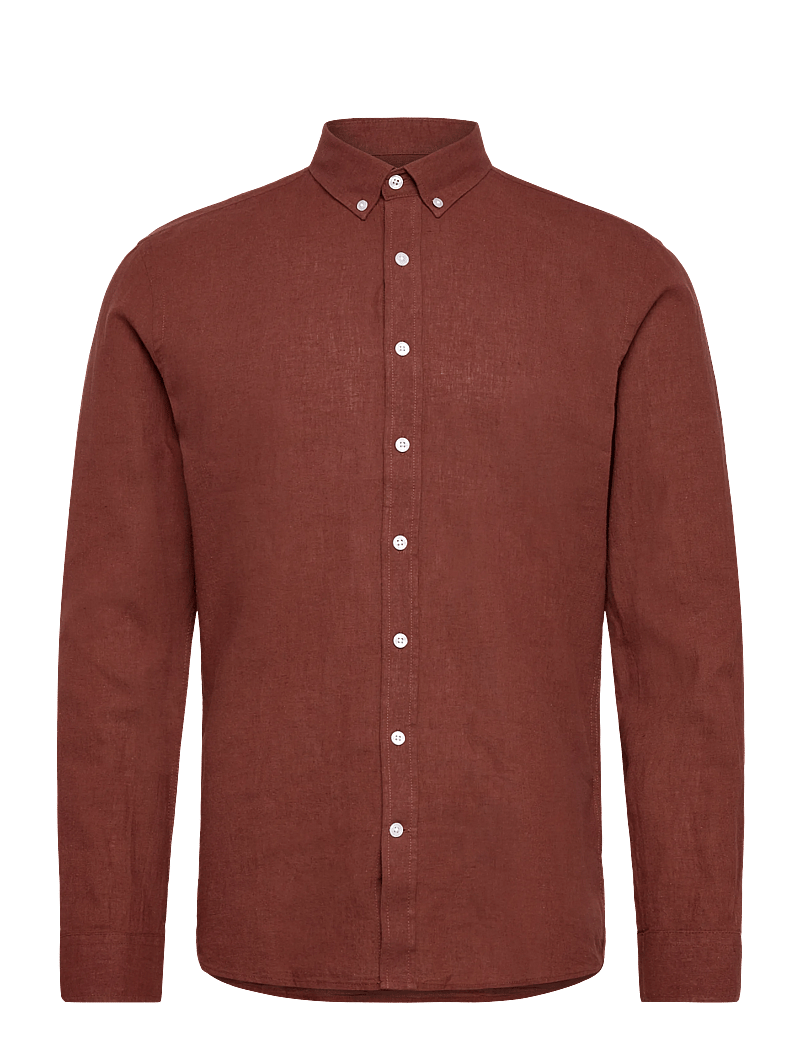 Lindbergh - Linen/cotton shirt L/S - oxford skjorter - cacao - 0