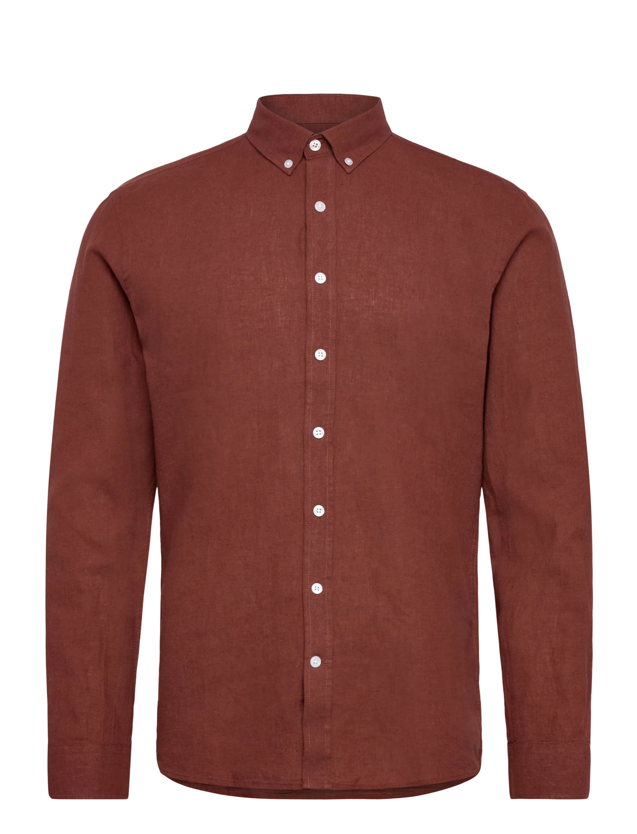 Lindbergh Linen/cotton shirt L/S - Oxford-Hemden - CACAO / white