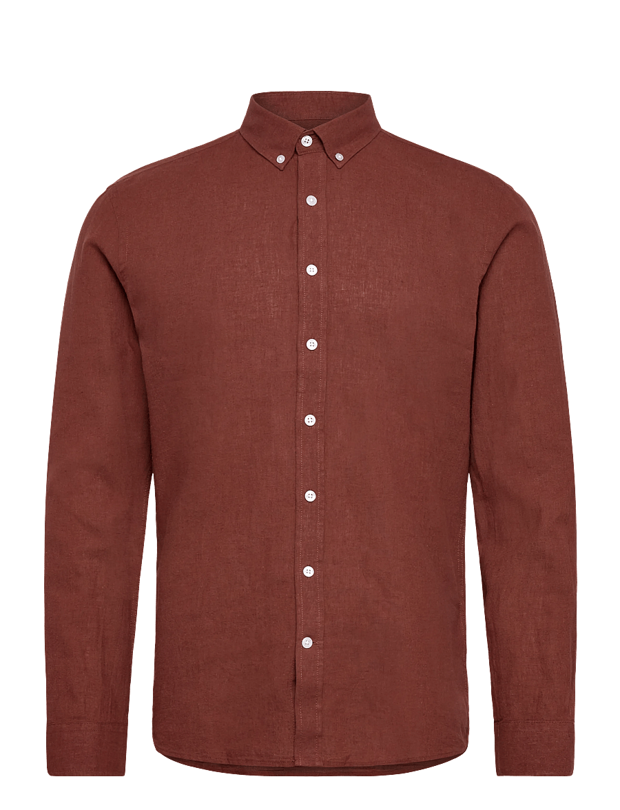 Lindbergh - Linen/cotton shirt L/S - chemises oxford - cacao - 0