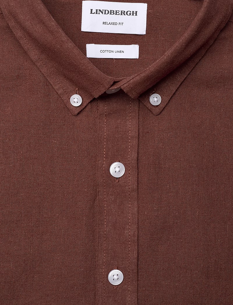 Lindbergh - Linen/cotton shirt L/S - oxford skjorter - cacao - 2