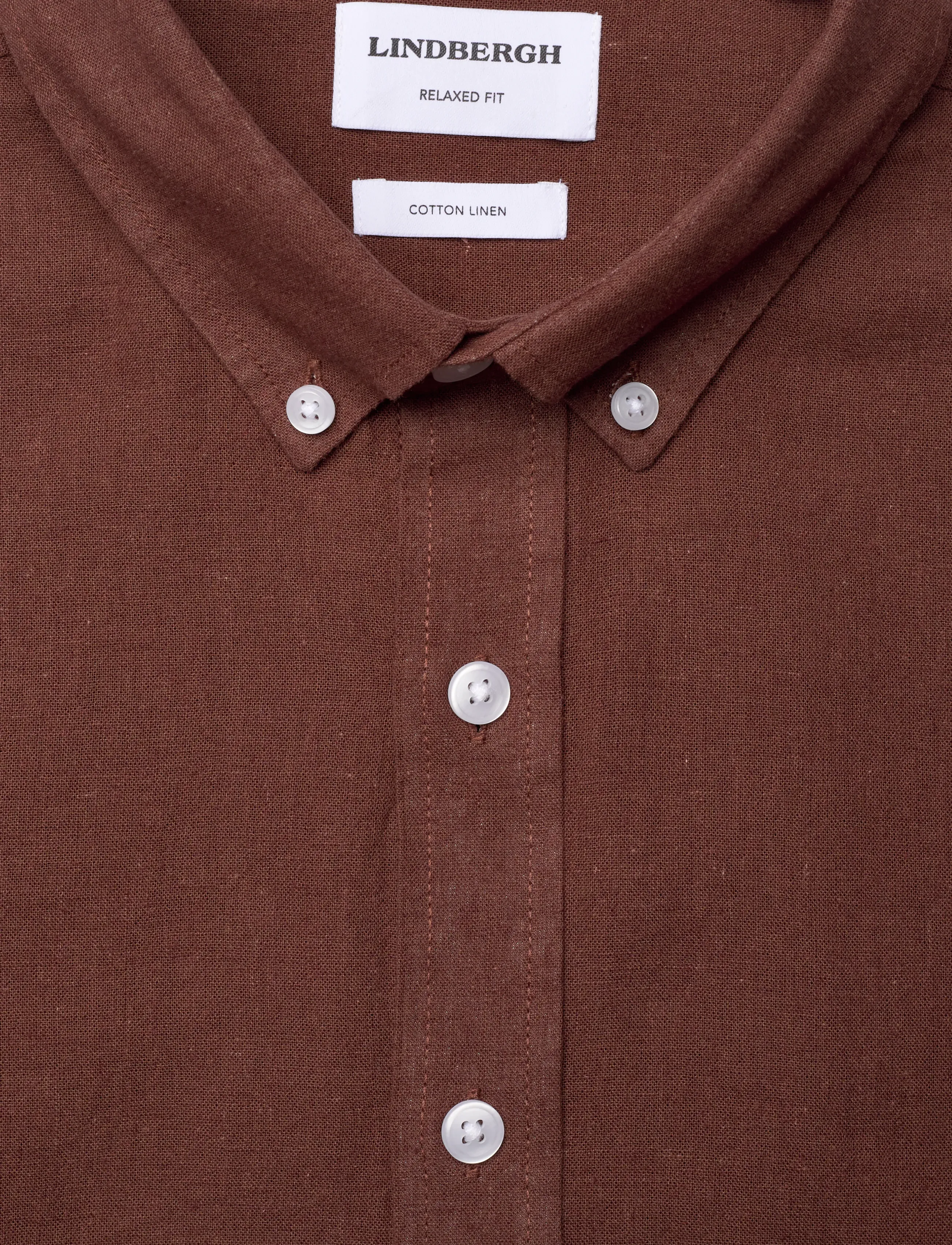 Lindbergh - Linen/cotton shirt L/S - oxford shirts - cacao - 2