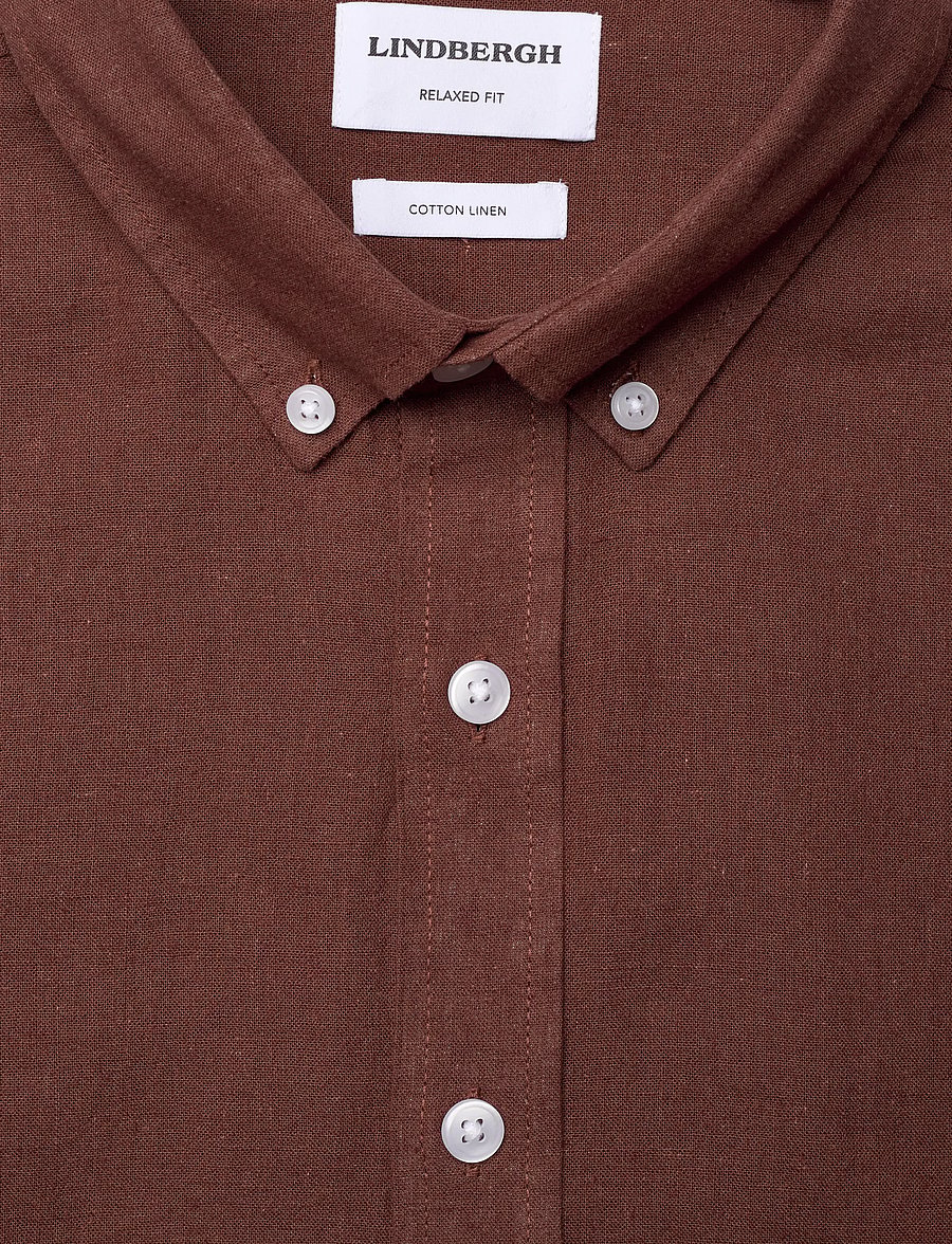 Lindbergh - Linen/cotton shirt L/S - chemises oxford - cacao - 2