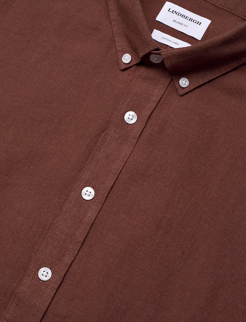 Lindbergh - Linen/cotton shirt L/S - oxford skjorter - cacao - 3