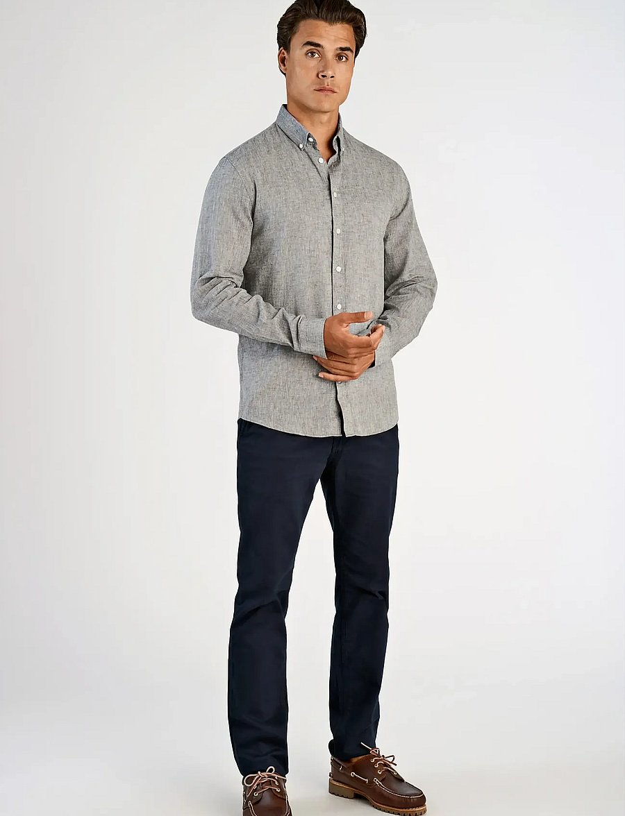 Lindbergh - Linen/cotton shirt L/S - oxford skjorter - dusty grey - 0