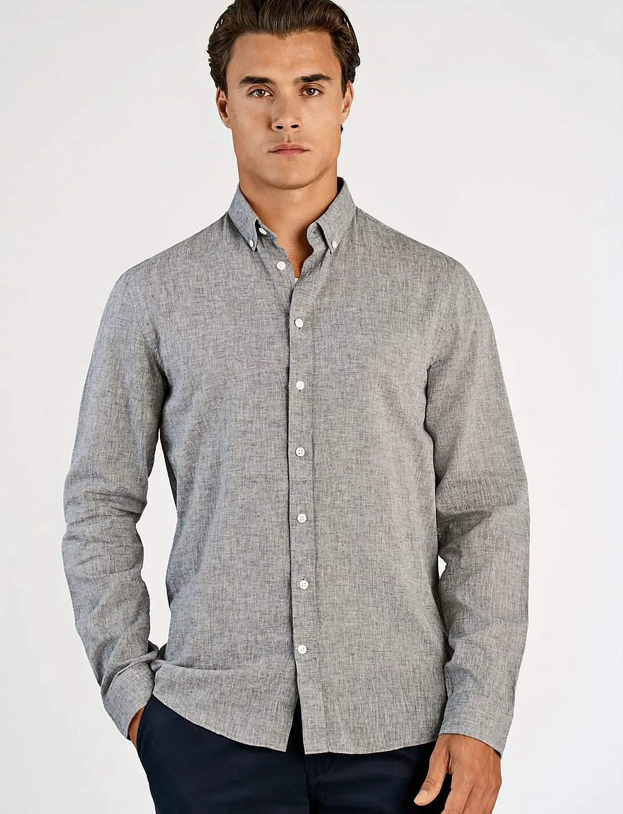 Lindbergh - Linen/cotton shirt L/S - oxford skjorter - dusty grey - 3