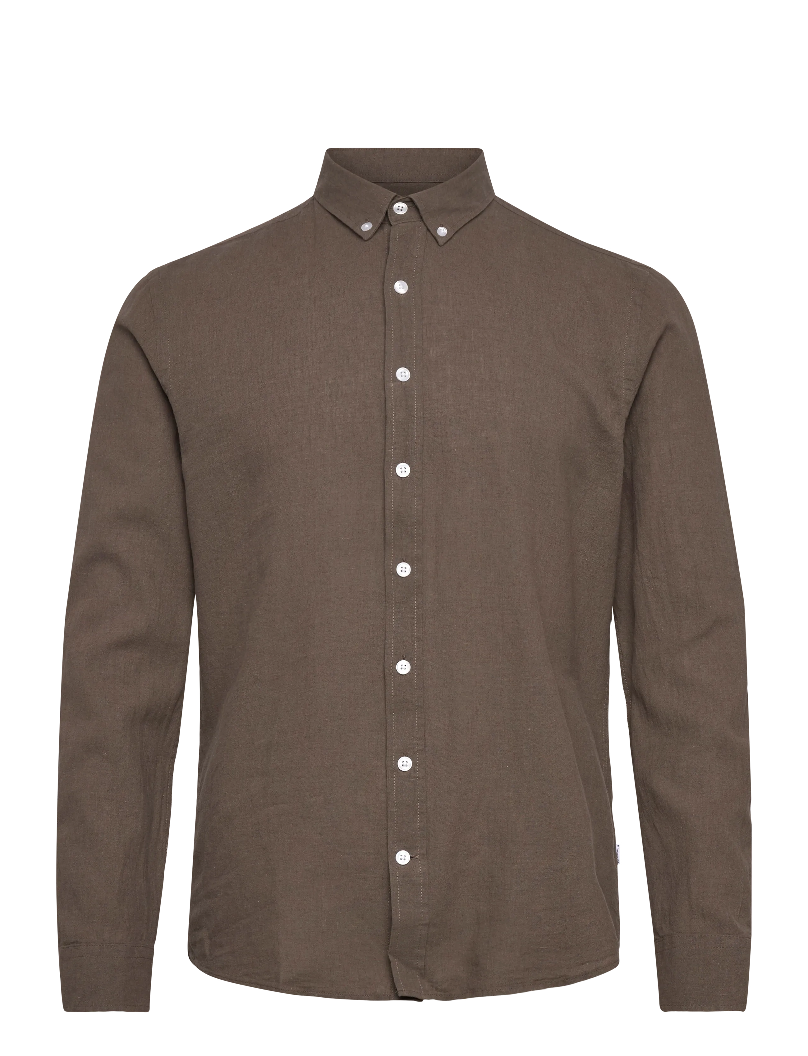 Lindbergh Linen/cotton shirt L/S - Lindbergh - DUSTY STONE / white