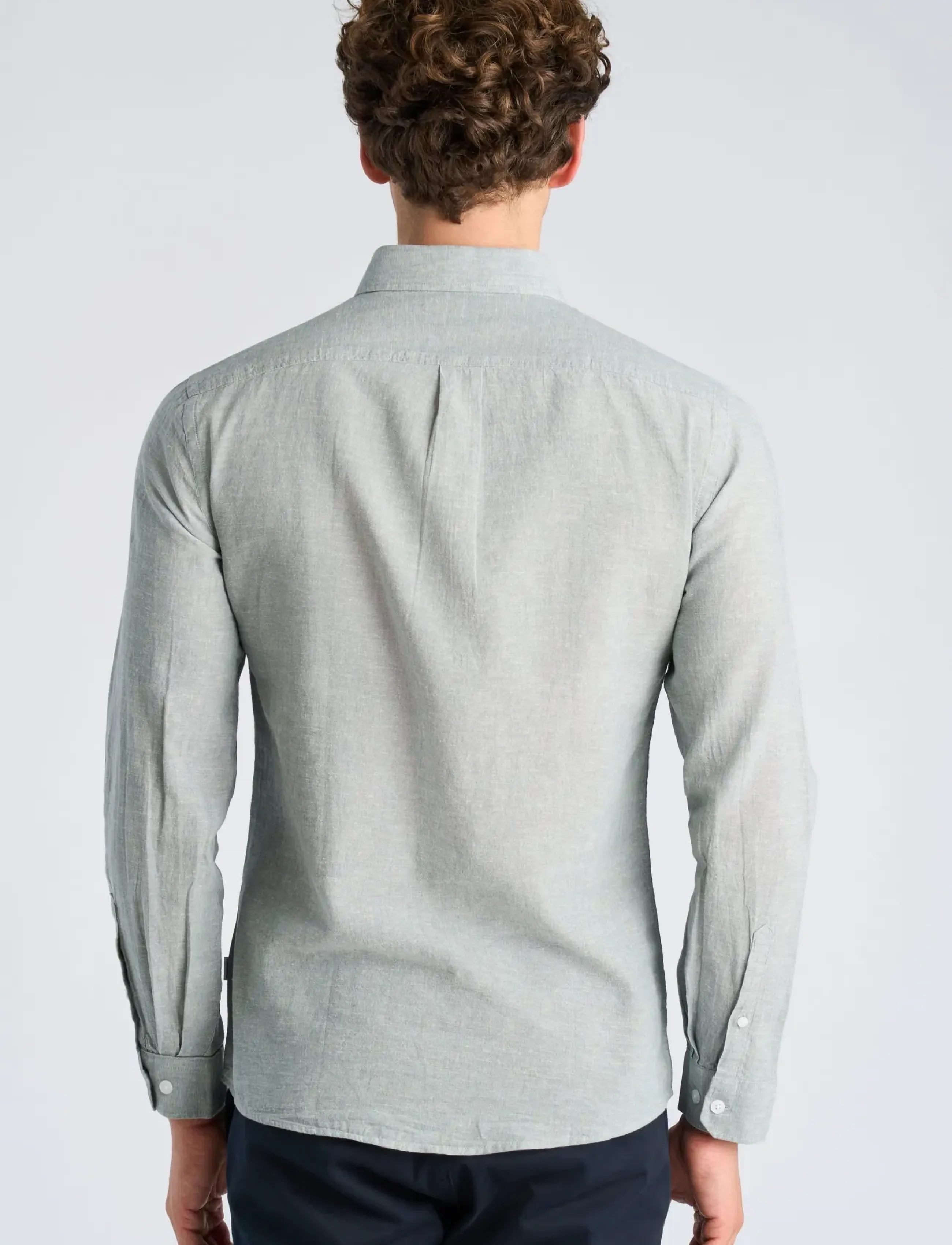 Lindbergh - Linen/cotton shirt L/S - oxford skjorter - faded aqua - 4