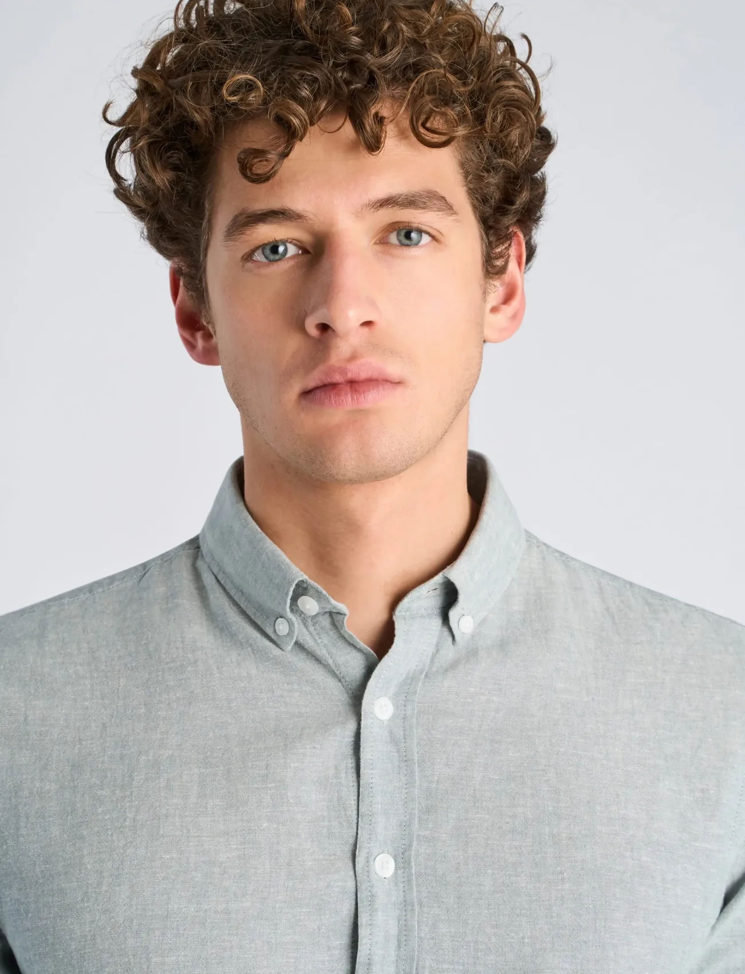 Lindbergh - Linen/cotton shirt L/S - oxford skjorter - faded aqua - 5