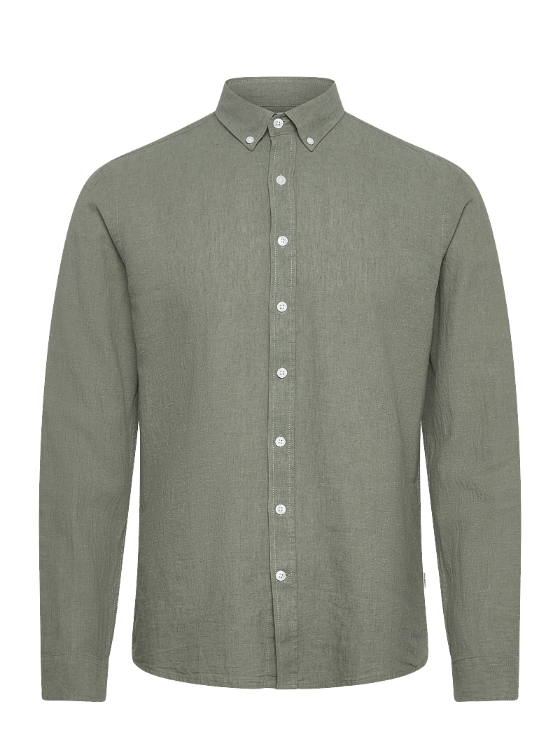Lindbergh - Linen/cotton shirt L/S - oxford skjorter - faded green - 1