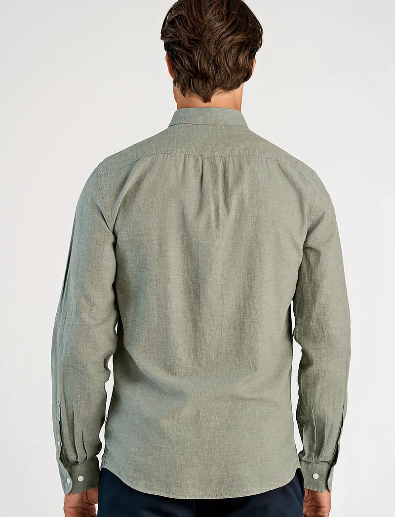 Lindbergh - Linen/cotton shirt L/S - oxford skjorter - faded green - 4