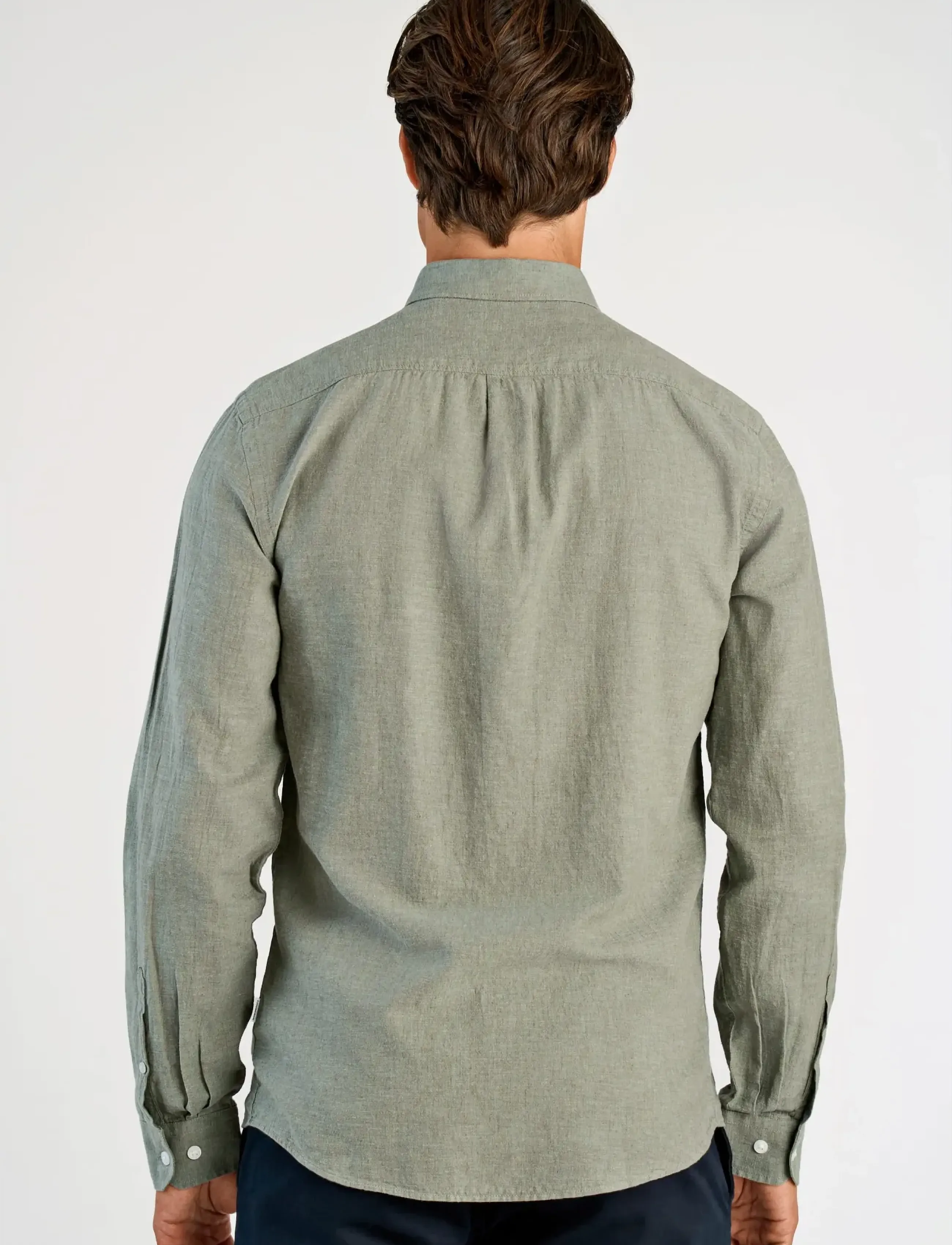 Lindbergh - Linen/cotton shirt L/S - oxford skjorter - faded green - 4