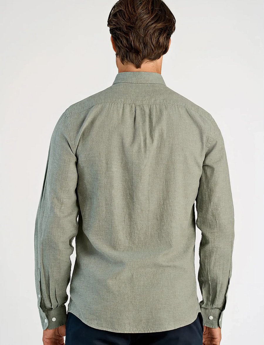 Lindbergh - Linen/cotton shirt L/S - oxford skjorter - faded green - 4