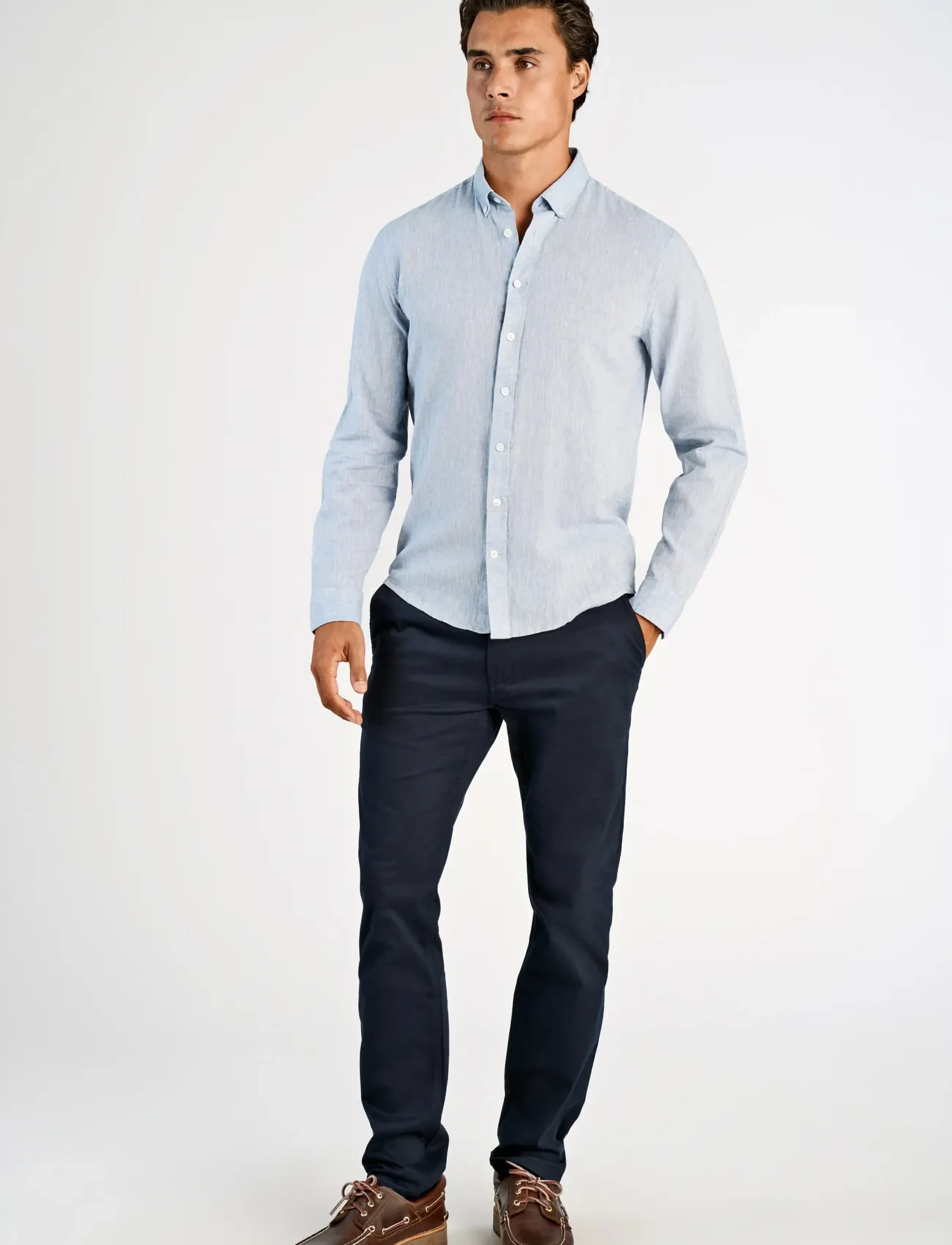 Lindbergh Linen/Cotton Shirt L/S, L, Shirts, Blau - Linen Männerswear