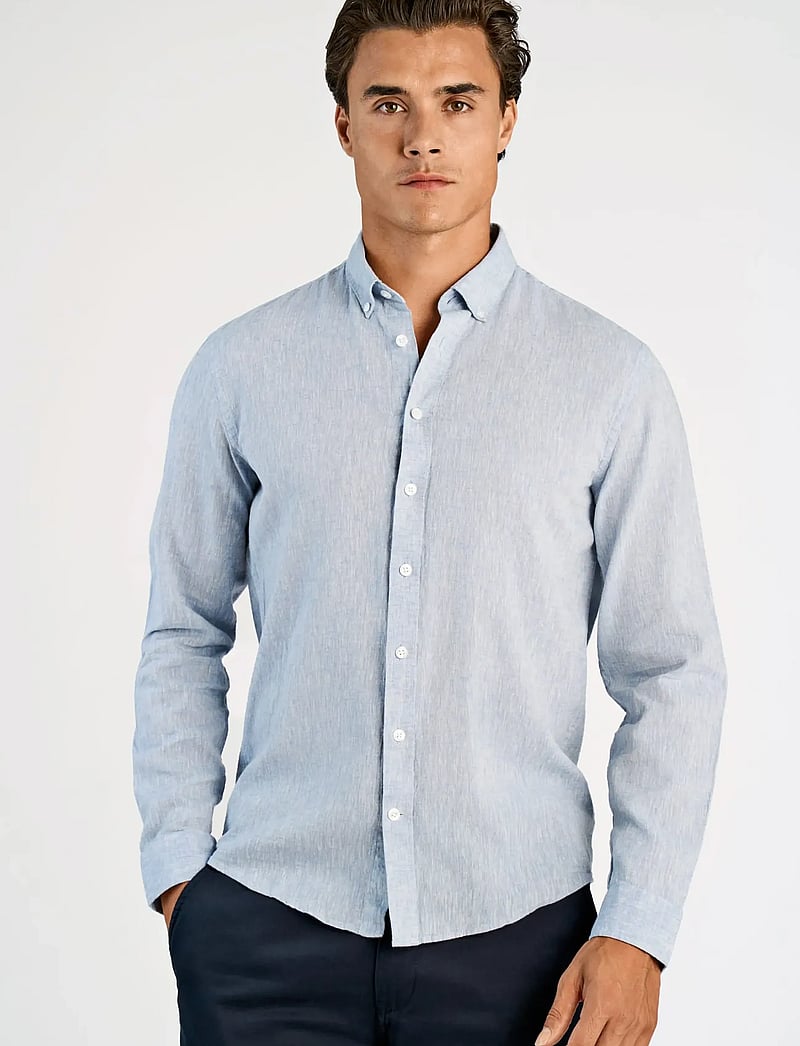 Lindbergh - Linen/cotton shirt L/S - oxford skjorter - lt blue - 3