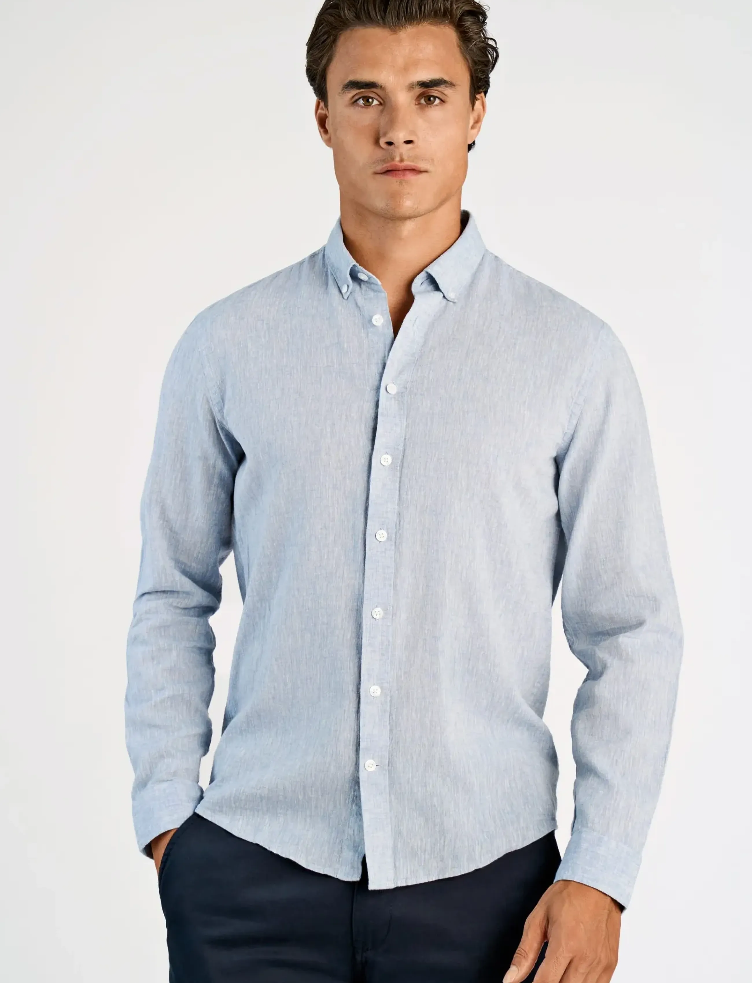 Lindbergh - Linen/cotton shirt L/S - oxfordi särgid - lt blue - 3