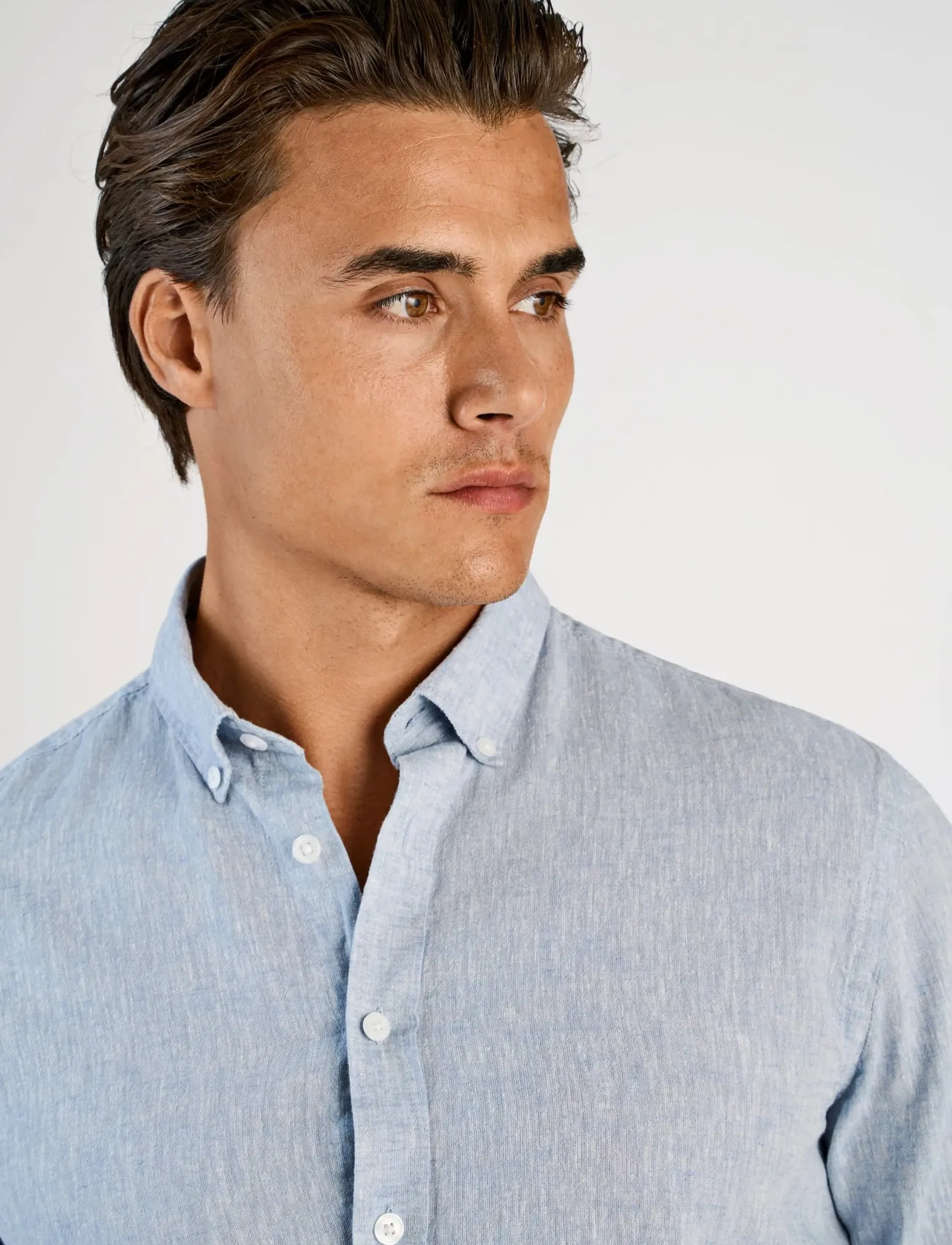 Lindbergh - Linen/cotton shirt L/S - oxfordi särgid - lt blue - 5