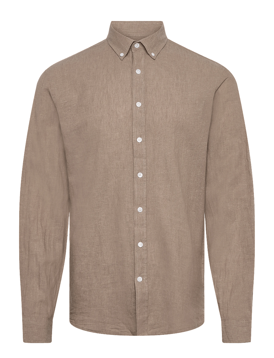 Lindbergh - Linen/cotton shirt L/S - oxford skjorter - mid stone - 1