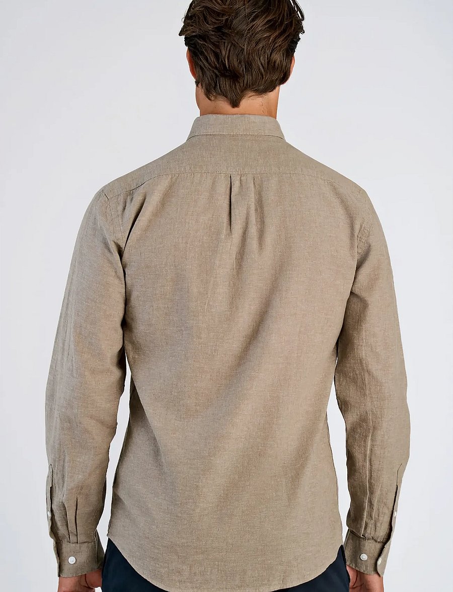 Lindbergh - Linen/cotton shirt L/S - oxford skjorter - mid stone - 4