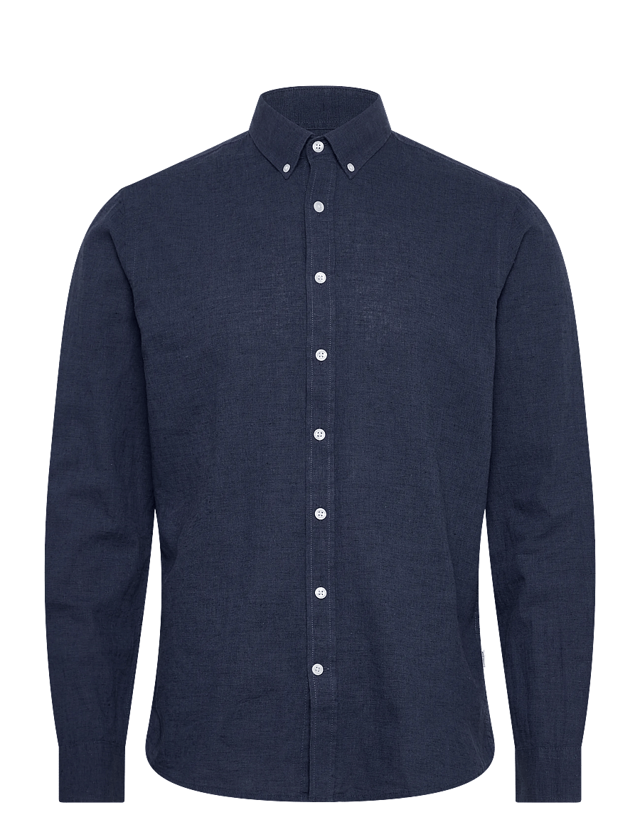 Lindbergh - Linen/cotton shirt L/S - oxford skjorter - navy - 1