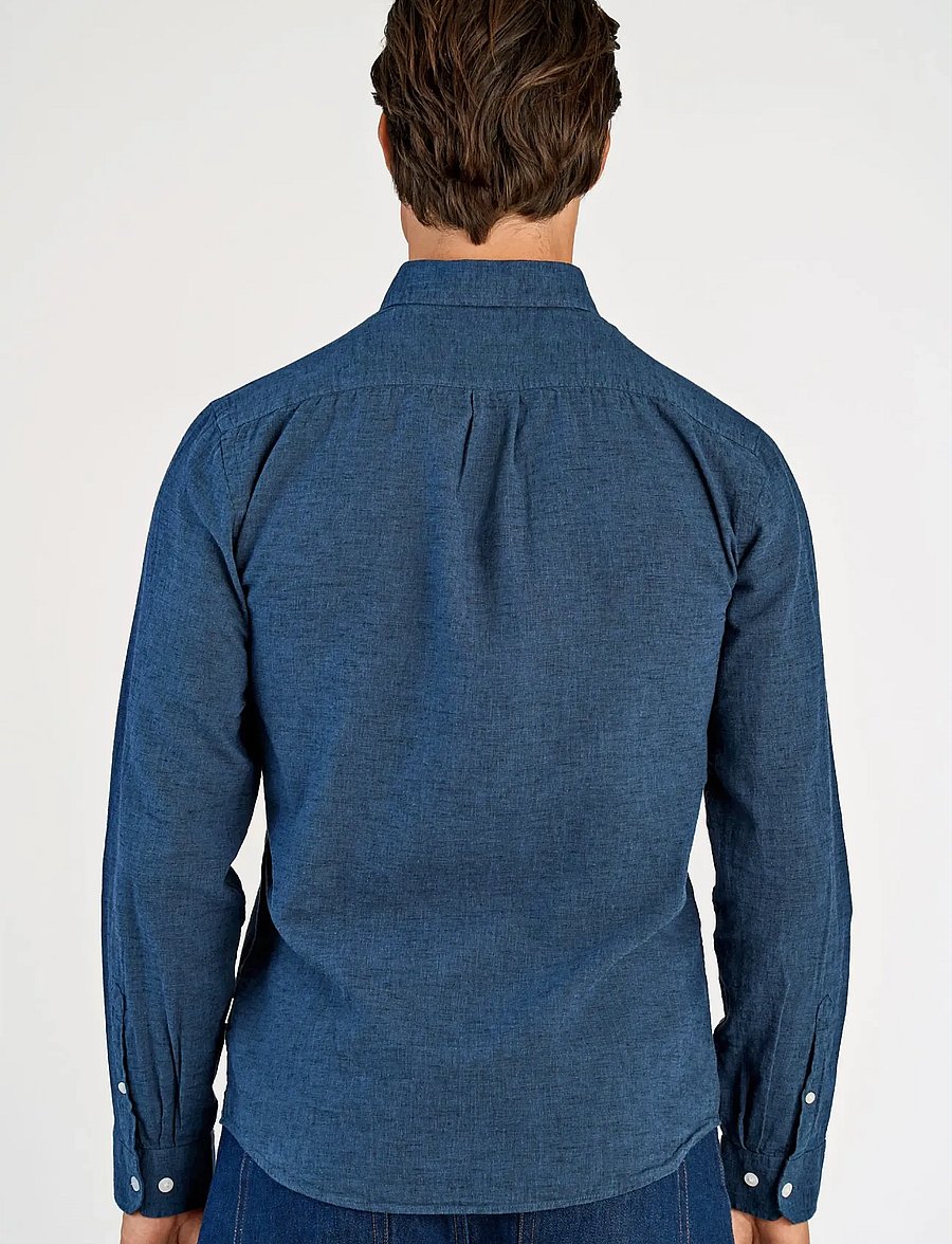 Lindbergh - Linen/cotton shirt L/S - oxford skjorter - navy - 4