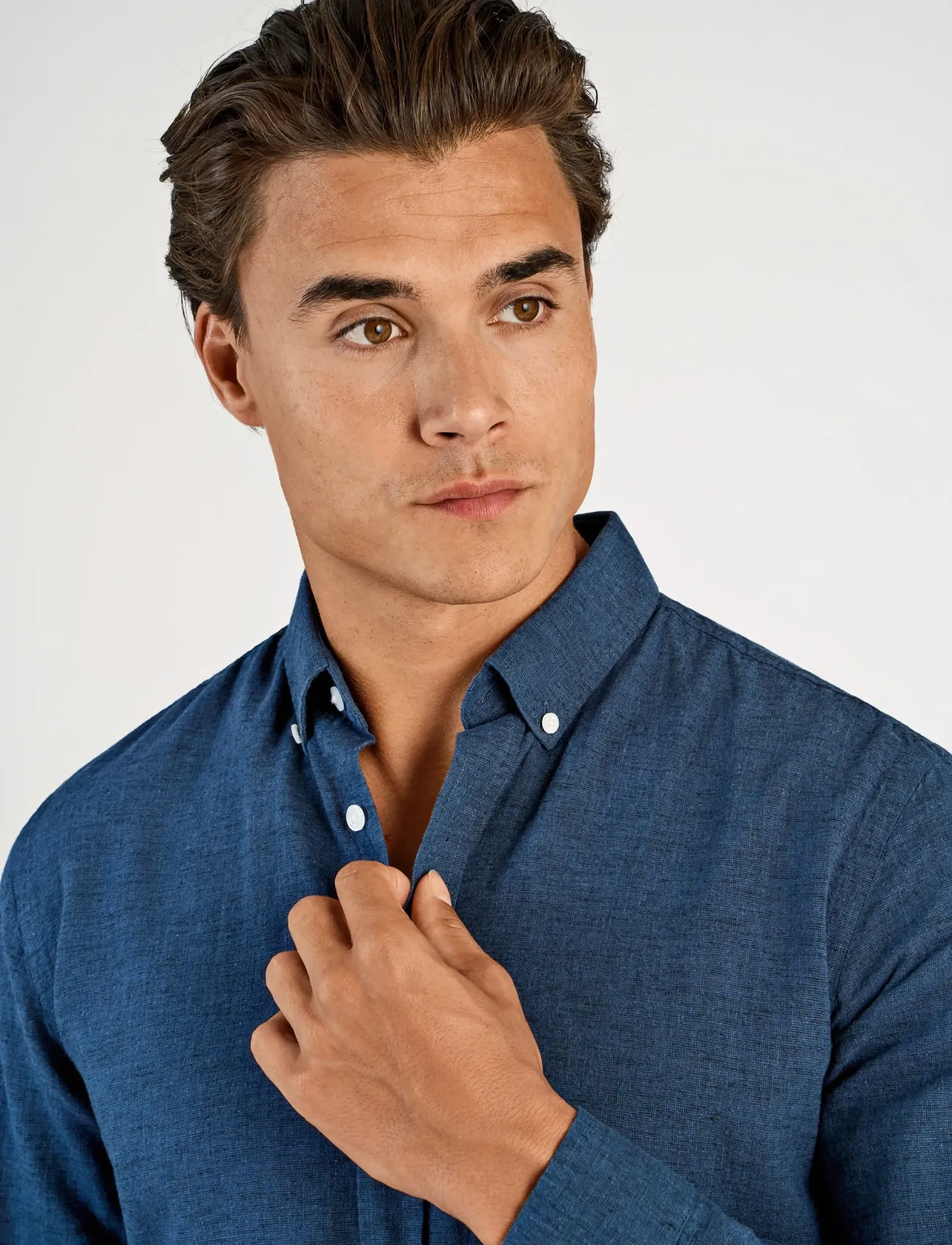 Lindbergh - Linen/cotton shirt L/S - oxford skjorter - navy - 5