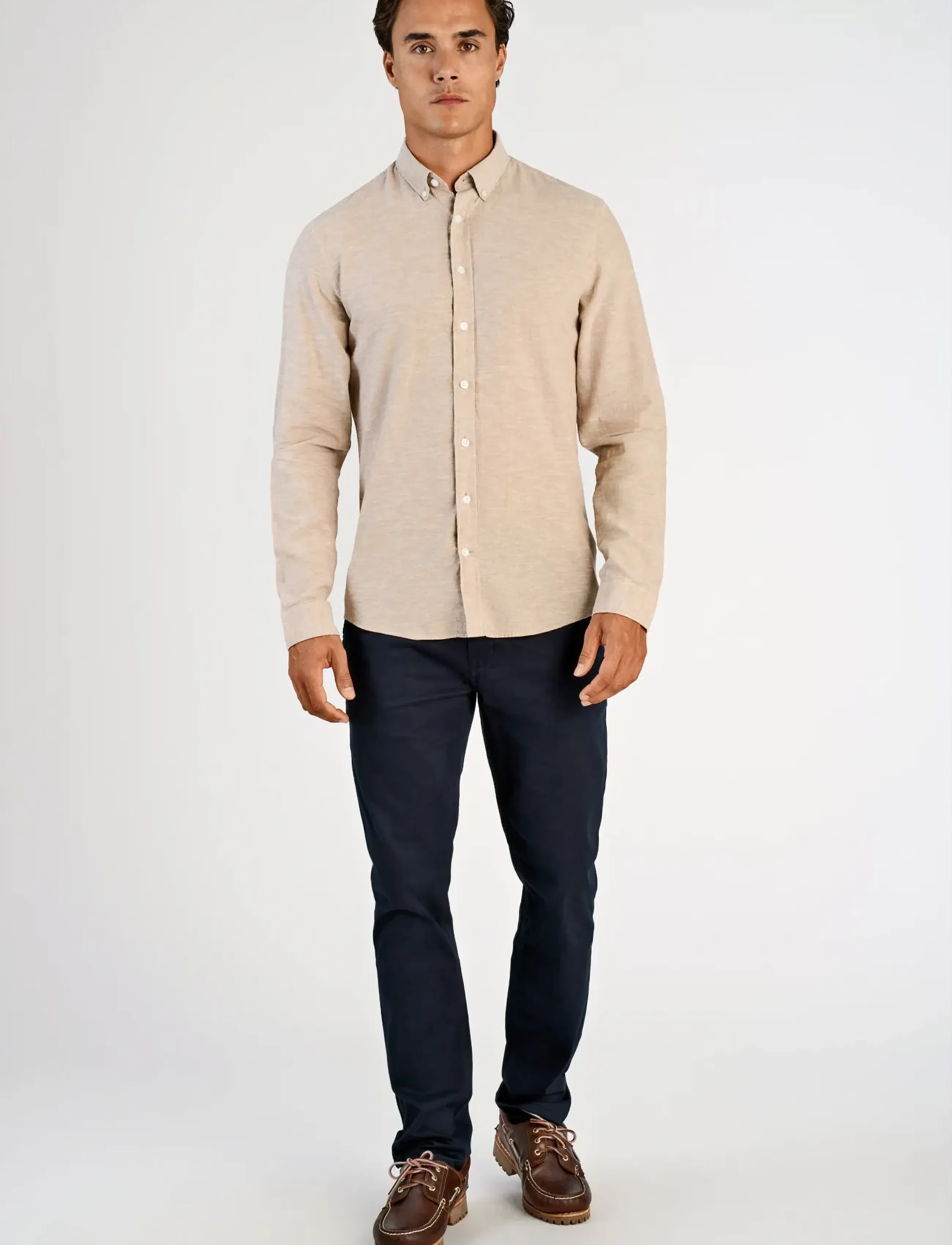 Lindbergh Linen/Cotton Shirt L/S, S, Shirts, Beige - Linen Männerswear