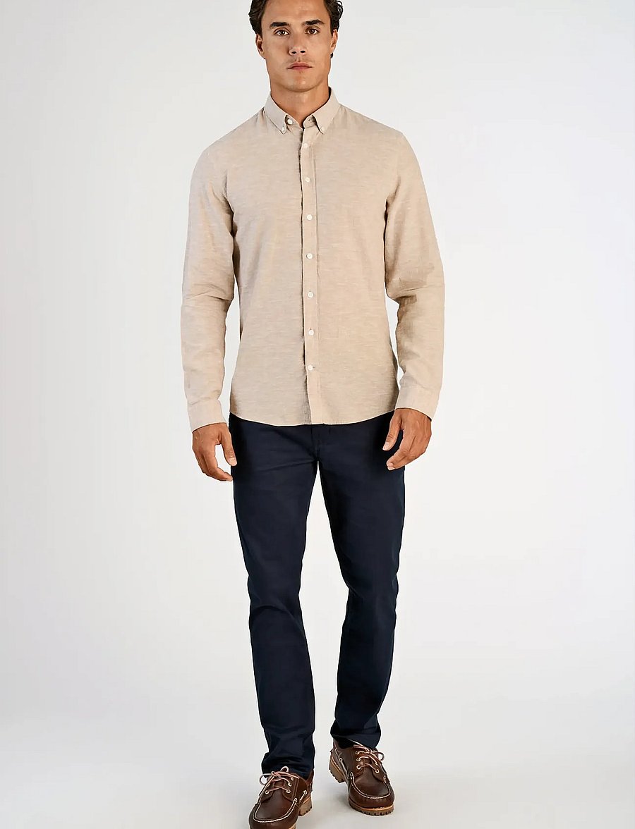 Lindbergh - Linen/cotton shirt L/S - oxford skjorter - sand - 0